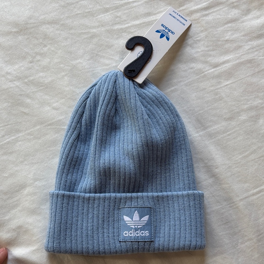NWT Adidas Light Blue Ribbed Beanie